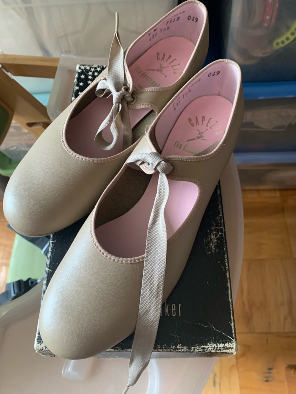- NEW Capezio tap shoes, tan , model Jr. Tyette, size 9